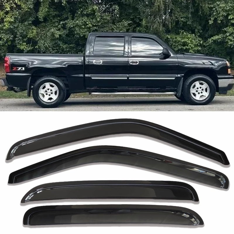 Darodcar Side Window Visor Rain Guards Wind Deflectors Window Vent for Chevy Suburban Avalanche Silverado 1500 2500/GMC Yukon XL Sierra 1500 2500/Cadillac Escalade ESV Ext Crew Cab Pickup/SUV 4PCS - Image 2